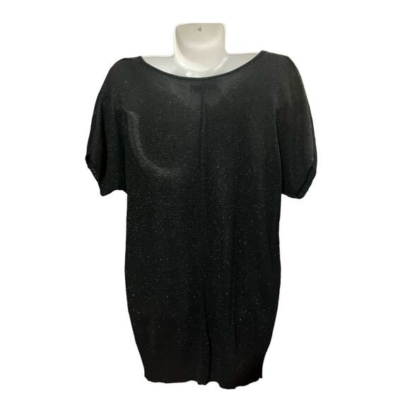 Old Navy Women's Black w/ Metallic Threading Short Sleeve Knit Sweater | Size M - Picture 2 of 7
